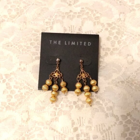 Vintage Gold Tone Round Beads Dangle Drop Earrings Timeless VTG Jewelry - Picture 4 of 8